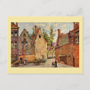 Carte Postale Bruges Place des Tanneurs litho aquarelle