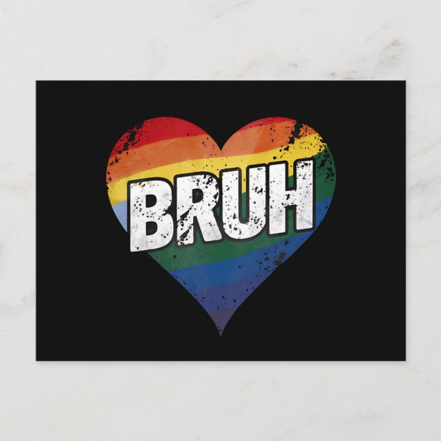 Carte Postale Bruh Mème Drôle Dire Bro Saluer Gay LGBT Pride (Devant)