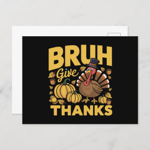 Carte Postale Bruh Mème Drôle Thanksgiving Turquie Merci