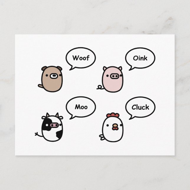 Carte Postale Bruits animaux (Devant)