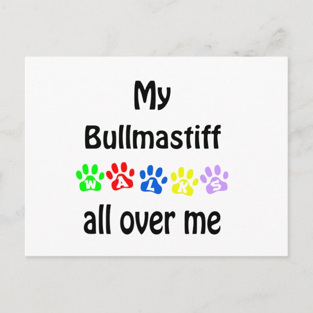 Carte Postale Brullmastiff Walks Design (Devant)