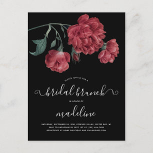 Carte Postale Brunch de mariage floral vintage noir