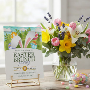 Carte Postale Brunch de Pâques aux oreilles de lapin – Fête de b