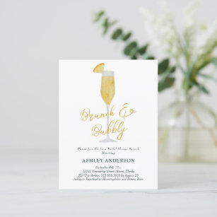 Carte Postale Brunch et Bubbly Mimosa Cocktail Fête des mariées