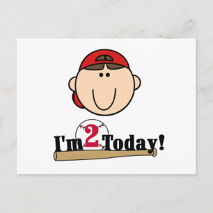 Carte Postale Brunette Boy Baseball 2e anniversaire