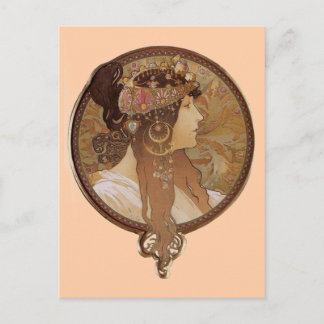 Carte Postale Brunette par Alphonse Mucha