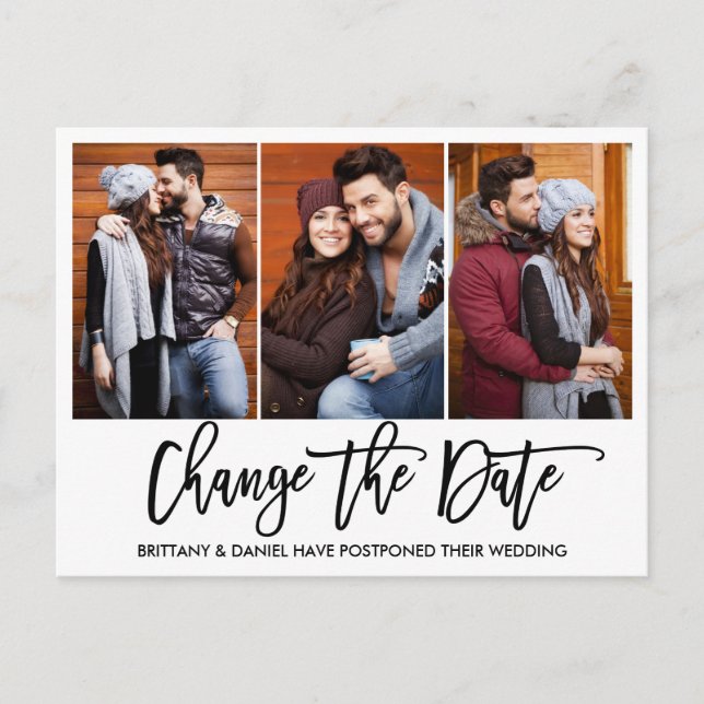 Carte Postale Brush Script 3 Photo Modifier La Date Photo (Devant)