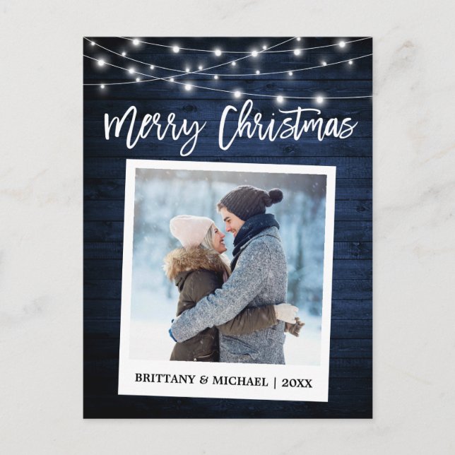 Carte Postale Brush Script Bois Instantané Caméra Couple Christm (Devant)