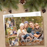 Carte Postale Brush Script Joyeux Vacances Famille 4 Photo<br><div class="desc">Brosse moderne Script Joyeux Vacances Famille 4 Photo Carte postale</div>