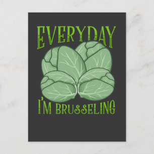 Carte Postale Brussel Germes Plante Veganisme Pun Vegan Humour