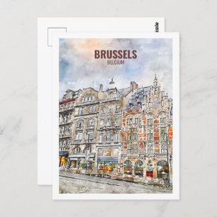 Carte Postale Bruxelles Belgique Fameux Aquarelle Voyage