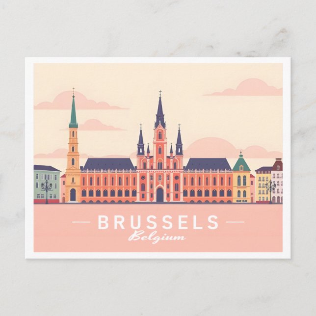 Carte Postale Bruxelles Belgique Grand Place Pastel Travel (Devant)