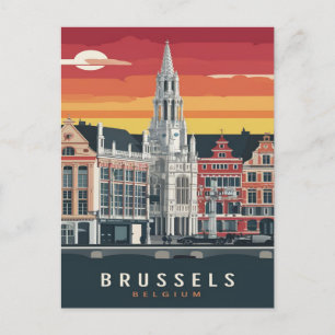 Carte Postale Bruxelles, Belgique Peinture Vintage