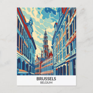 Carte Postale Bruxelles Belgique Retro Artwork Travel