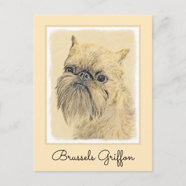 Carte Postale Bruxelles Griffon Peinture - Cute Original Chien A (Devant)