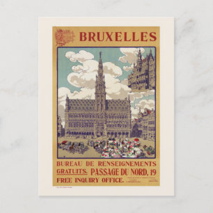 Carte Postale Bruxelles Poster vintage 1913