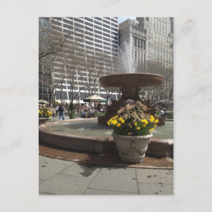 Carte Postale Bryant Park Fontaine New York City Springtime NYC