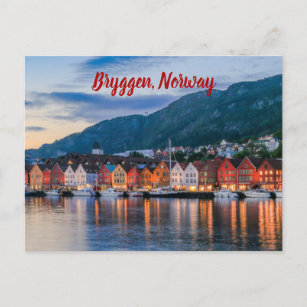 Carte Postale Bryggen Bergen Norvège stylisé