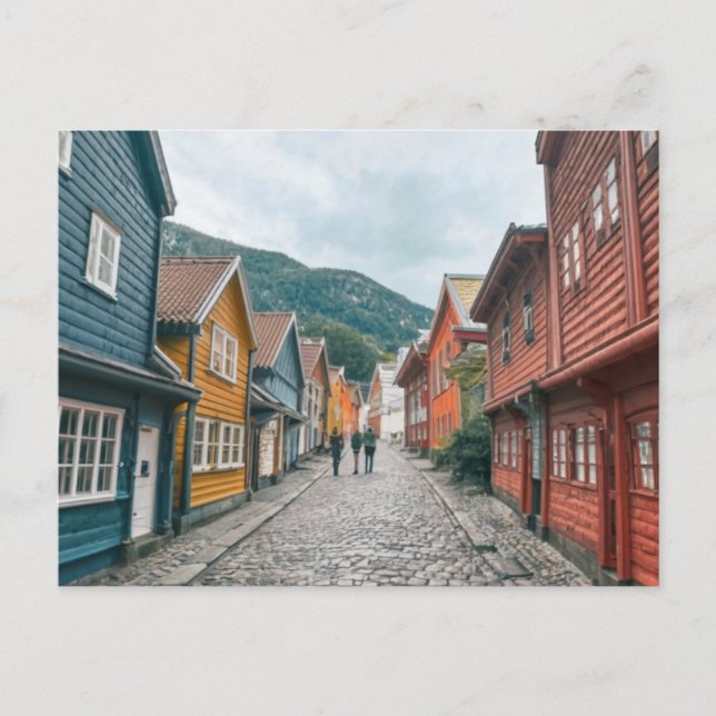 Carte Postale bryggen bergen rue norway (Devant)