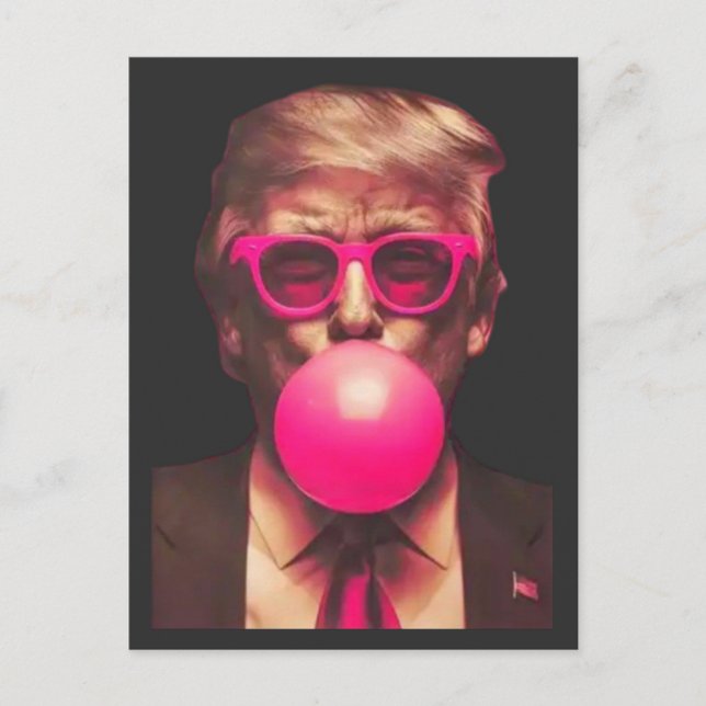 Carte Postale Bubble Gum Rose Trump Drôle Cool (Devant)