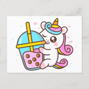 Carte Postale Bubble Tea Love Unicorn