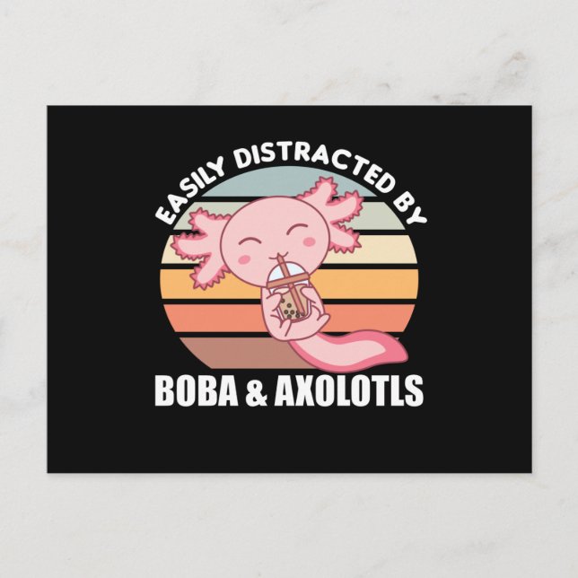 Carte Postale Bubble Thé Axolotl Chocolat Sweet Animaux Boba (Devant)