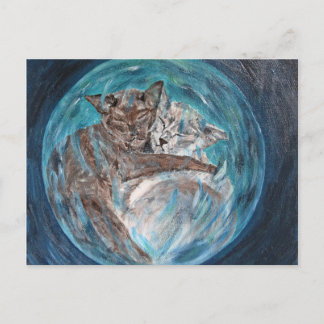 Carte Postale Bubblecats dans le cyberespace