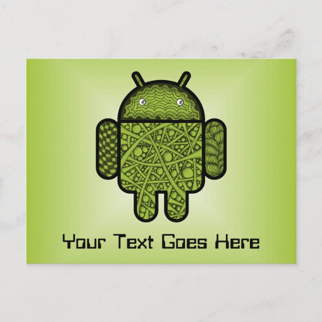 Carte Postale Bubbles Doodle Character pour le robot Android™ (Devant)