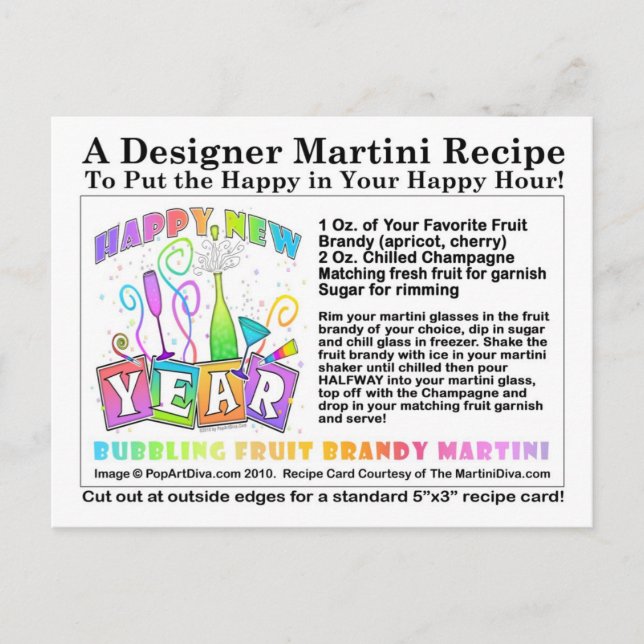 Carte postale Bubbling Fruit Brandy Martini Recett (Devant)