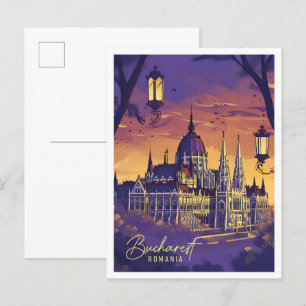 Carte Postale Bucarest Roumanie Art Vintage Illustration de voya