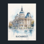 Carte Postale Bucarest Roumanie Voyage<br><div class="desc">Cette carte postale de voyage,  de style illustration numérique,  est inspirée de la ville de Bucarest Roumanie.</div>