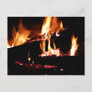Carte Postale Bûches dans la cheminée Photographie de feu chaud
