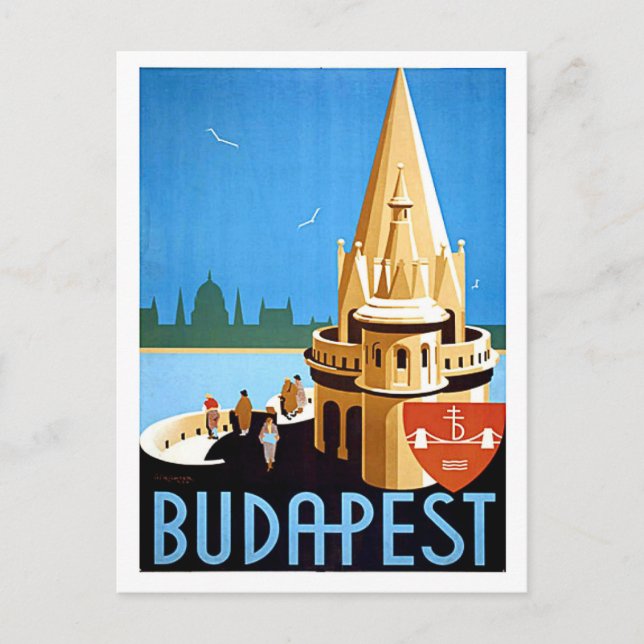 Carte Postale Budapest, bastion du pêcheur, voyage vintage (Devant)