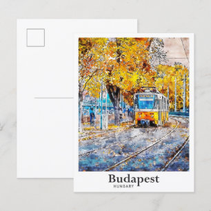 Carte Postale Budapest Hongrie Aquarelle Voyage Main tirée