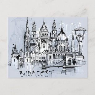 Carte Postale Budapest Hongrie Art de voyage souvenir Vintage