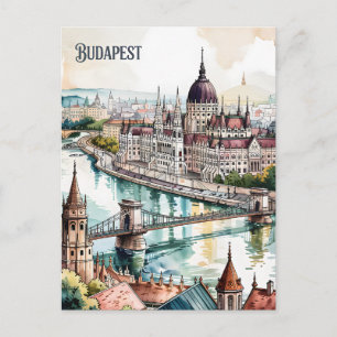 Carte Postale Budapest Hongrie Parlement Rivière Danube Skyline