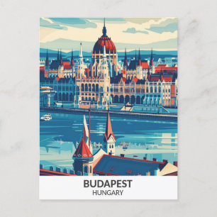 Carte Postale Budapest Hongrie Retro Artwork Travel