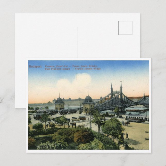 Carte Postale budapest hongrie vintage francis joseph bridge (Devant / Derrière)