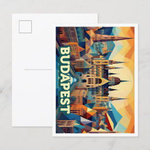 Carte Postale Budapest Hongrie Voyage artistique coloré