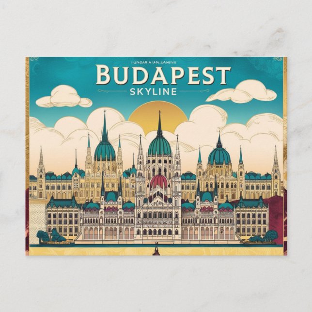 Carte Postale Budapest Skyline Voyage Affriolante Toile  (Devant)