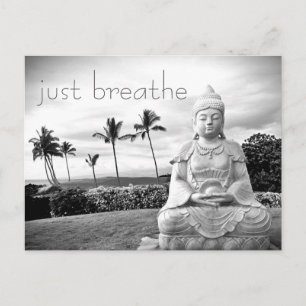 Carte Postale Buddha Hawaii noir et blanc Photo Breathe