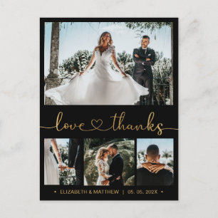 Carte Postale Budget 4 Photo Black Gold Mariage Merci