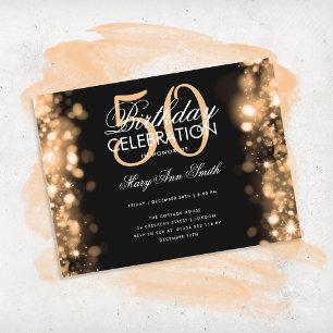 Carte Postale Budget Anniversaire Elegant Gold Glam Lights Invit