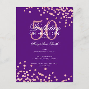 Carte Postale Budget Anniversaire Parties scintillant Confetti R