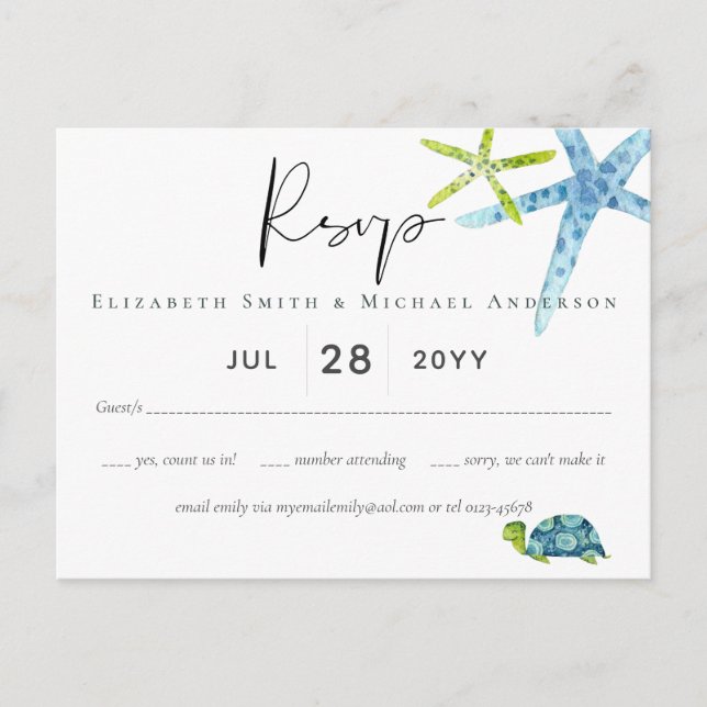 Carte Postale BUDGET Baby shower Vie marine Épée de la mer (Devant)