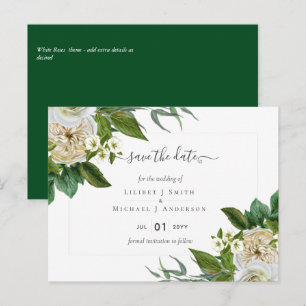 Carte Postale BUDGET Blanc Roses Bouquet Mariage Floral