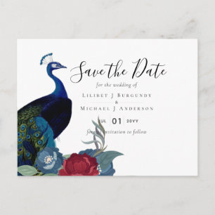 Carte Postale BUDGET Bleu Paon Bourgogne Mariage d'Hiver d'Auto