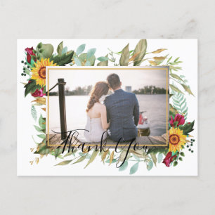 Carte Postale Budget Bourgogne Roses tournesols Merci PHOTO