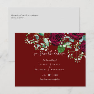 Carte Postale BUDGET Bourgogne Rouge Roses Gypsophila MARIAGE