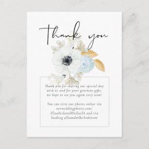 Carte Postale Budget du Merci de Mariage de la Marine White Gold